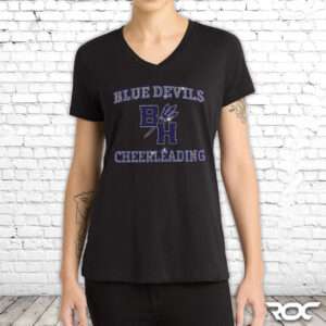 Blue Devils Jr. Cheer Bling Ladies V-Neck Tee