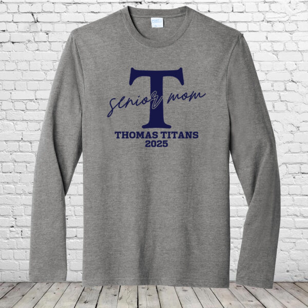 Titan Senior Mom Athletic Grey Long Sleeve Tee