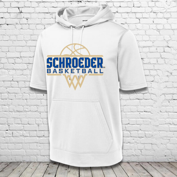 Schroeder Basketball White Short Sleeve Sport Wick Hooded Pullover