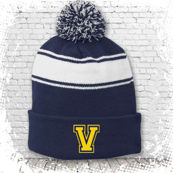 Victor Travel Baseball Striped Pom Beanie