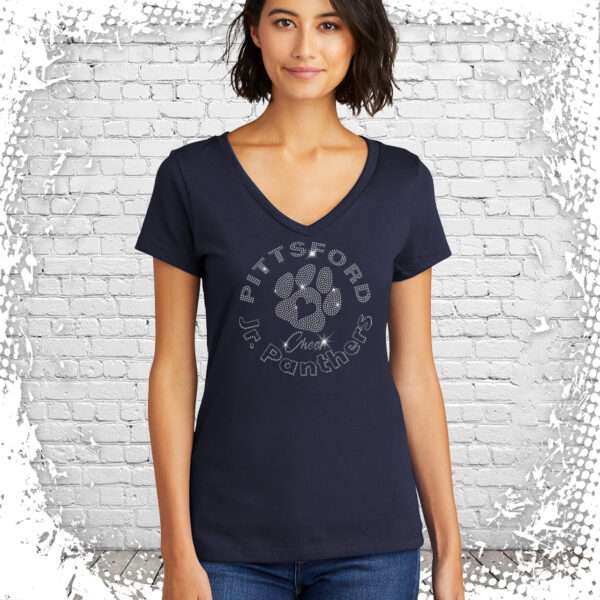 Pittsford Jr. Panthers Cheer Bling Ladies V-Neck Tee