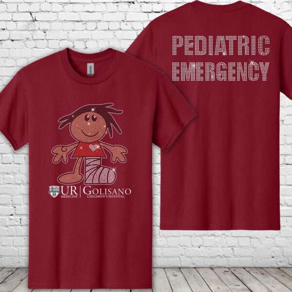 Golisano Pediatric Emergency Bling Antique Cherry Red Tee