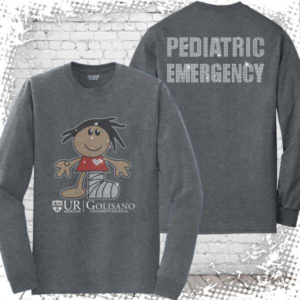 Golisano Pediatric Emergency Bling Dark Heather Long Sleeve Tee