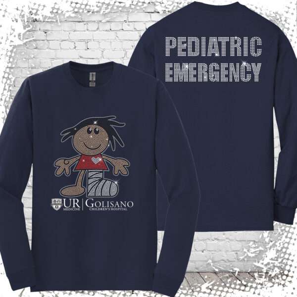 Golisano Pediatric Emergency Bling Navy Long Sleeve Tee