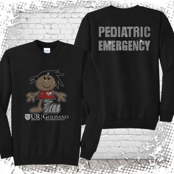 Golisano Pediatric Emergency Bling Black Crewneck Sweatshirt