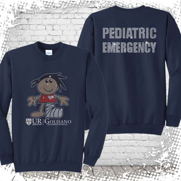 Golisano Pediatric Emergency Bling Navy Crewneck Sweatshirt