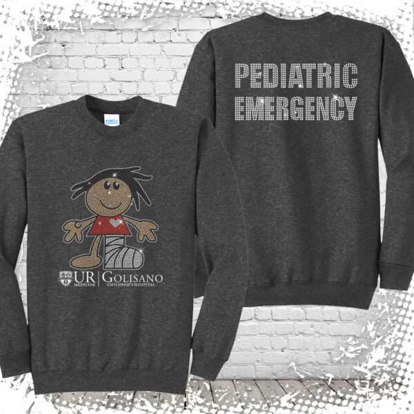 Golisano Pediatric Emergency Bling Heather Gray Crewneck Sweatshirt