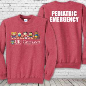 Golisano Pediatric Emergency 'Sandy & Friends' Heather Red Crewneck Sweatshirt