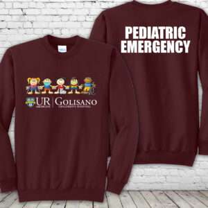 Golisano Pediatric Emergency 'Sandy & Friends' Maroon Crewneck Sweatshirt