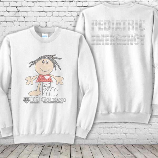 Golisano Pediatric Emergency Bling White Crewneck Sweatshirt