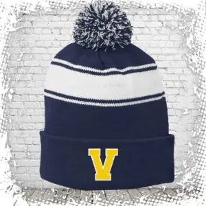 Victor Jr. Blue Devils Striped Pom Beanie