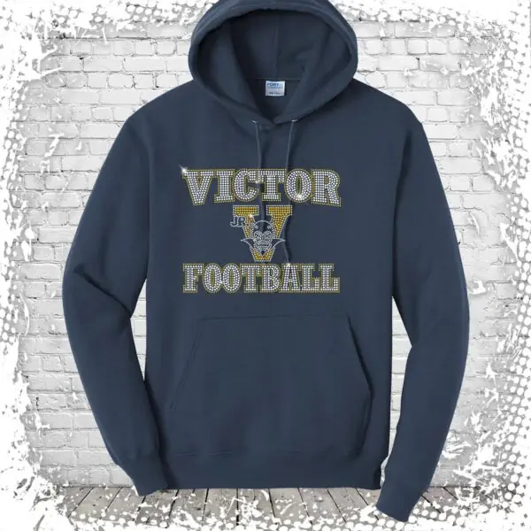 Victor Jr. Blue Devils Football Bling Pullover Hoodie