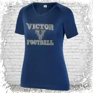 Victor Jr. Blue Devils Football Bling Girls/Ladies V-Neck Shirt