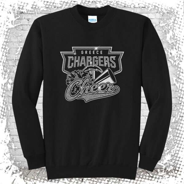 Greece Chargers Cheer Bling Crewneck Sweatshirt