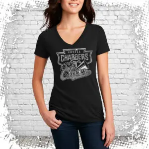 Greece Chargers Cheer Bling Ladies V-Neck Tee