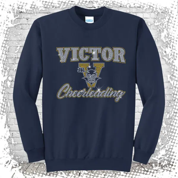 Victor Jr. Blue Devils Cheerleading Bling Crewneck