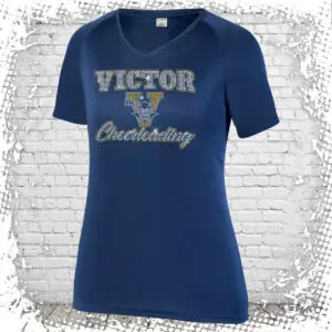 Victor Jr. Blue Devils Cheerleading Bling Ladies V-Neck Shirt