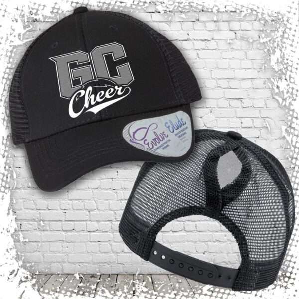 Greece Chargers Cheer Black/Black Ladies Cap with Ponytail Hole