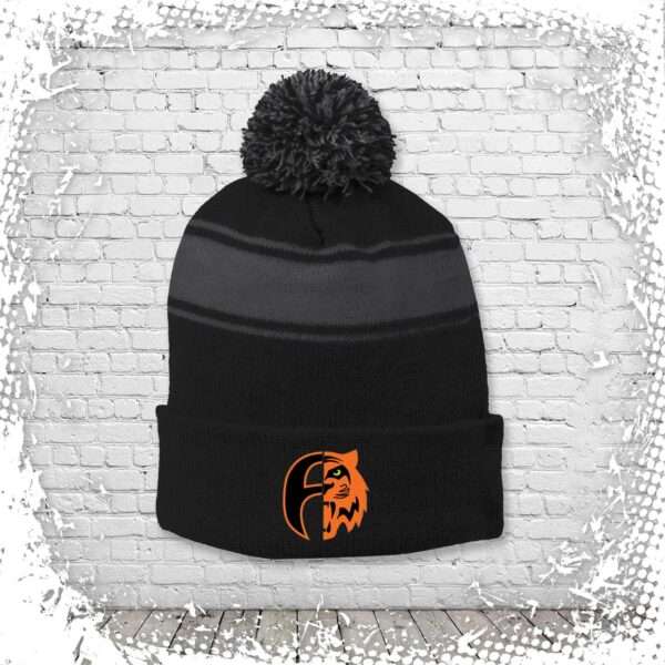 Akron Football Striped Pom Beanie