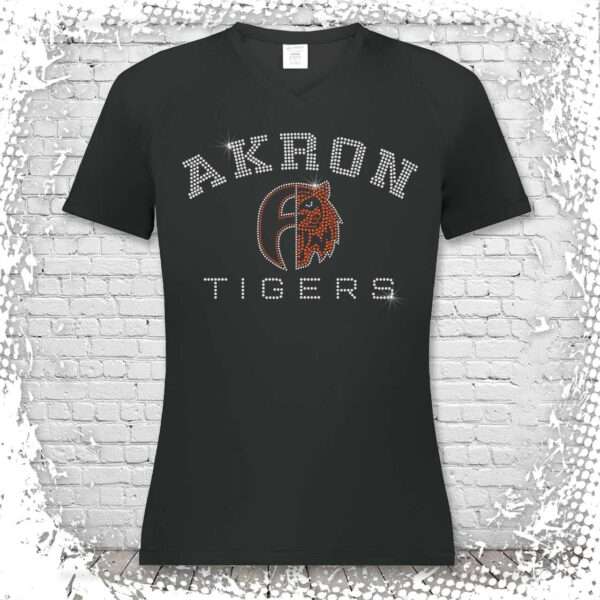 Akron Tigers Bling Girls/Ladies V-Neck
