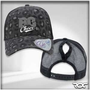 Greece Chargers Cheer Leopard/Black Ladies Cap with Ponytail Hole