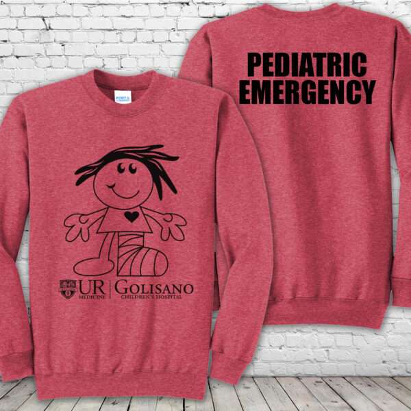 Golisano Pediatric Emergency Sandy Heather Red Crewneck Sweatshirt