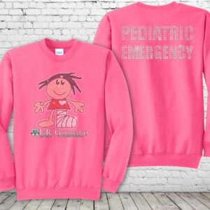 Golisano Pediatric Emergency Bling Neon Pink Crewneck Sweatshirt