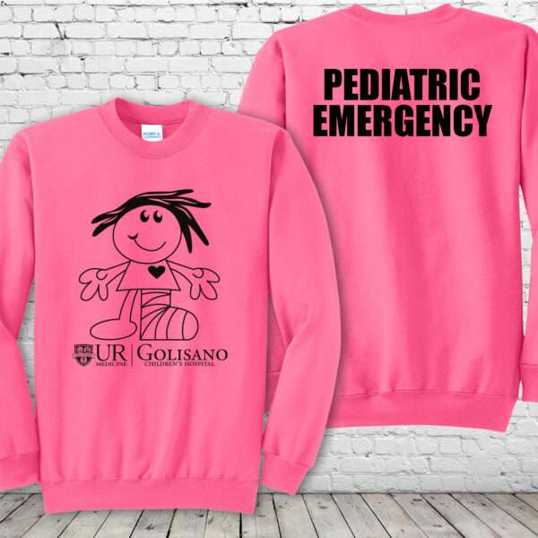 Golisano Pediatric Emergency Sandy Neon Pink Crewneck Sweatshirt