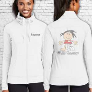 Golisano Pediatric Emergency Bling White Cowl Collar Stretch Full-Zip Jacket