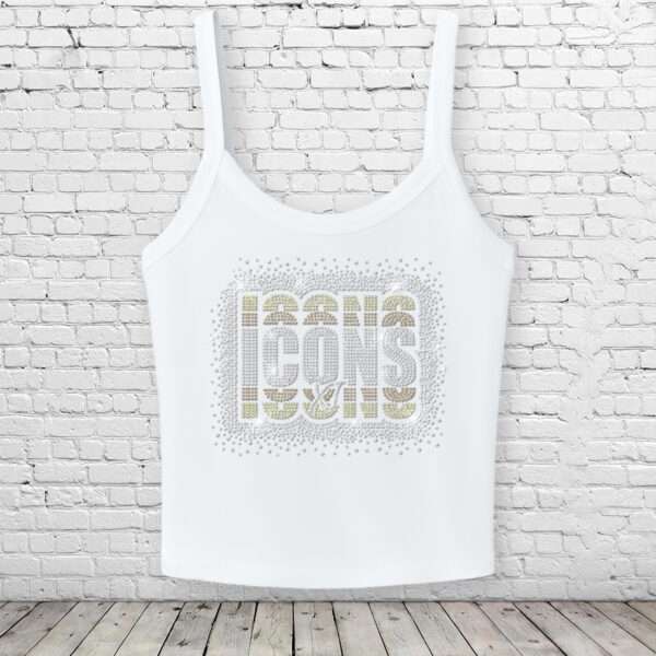 New York Icons XI Bling Crop Spaghetti Strap Tank - White