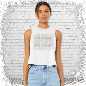 New York Icons XI Bling Crop Tank - White