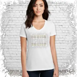 New York Icons XI Bling Ladies V-Neck - White