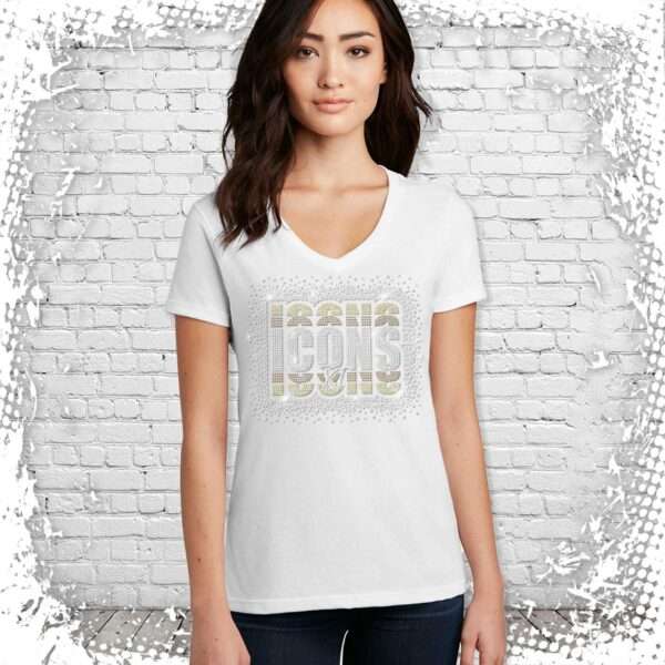 New York Icons XI Bling Ladies V-Neck - White