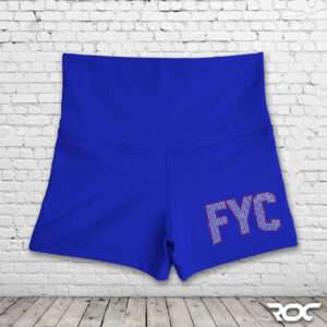 Fairport Cheer Bling High Waisted Shorts - Blue