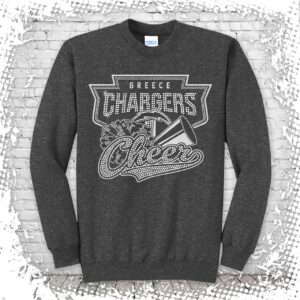 Greece Chargers Cheer Bling Heather Gray Crewneck