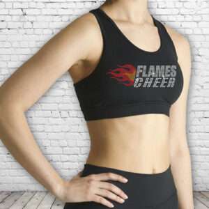 Flames Cheer Bling Compression Sports Bra