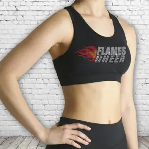 Flames Cheer Bling Compression Sports Bra