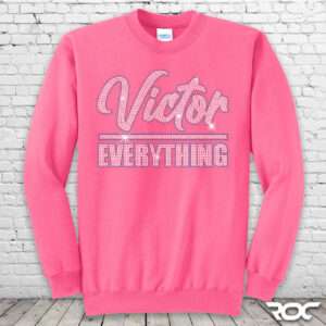 Victor Over Everything Bling Crewneck - Neon Pink