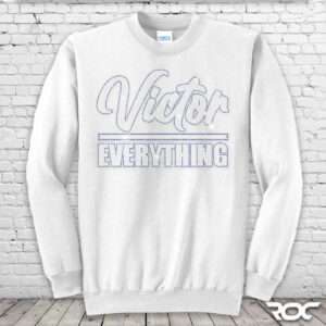 Victor Over Everything Bling Crewneck - White