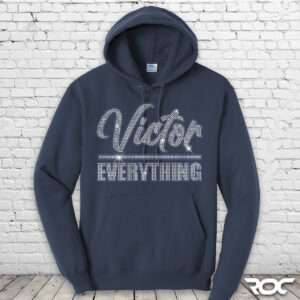 Victor Over Everything Bling Hoodie - Navy