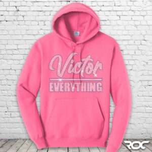 Victor Over Everything Bling Hoodie - Neon Pink