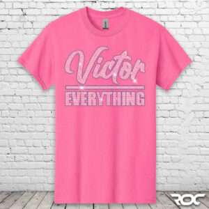 Victor Over Everything Bling T-Shirt - Neon Pink