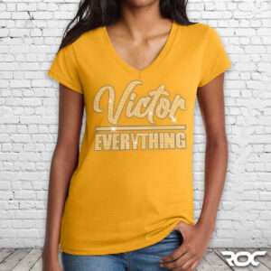 Victor Over Everything Bling V-Neck - Yellow