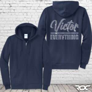 Victor Over Everything Bling Zip Hoodie - Navy