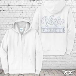 Victor Over Everything Bling Zip Hoodie - White