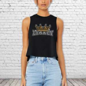 Legacy Cheer Bling Cropped Racerback Tank