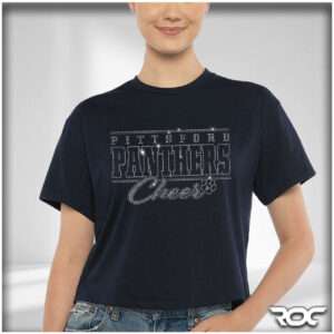 Panthers Cheer Bling Boxy Crop T-Shirt