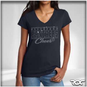 Panthers Cheer Bling Ladies V-Neck T-Shirt