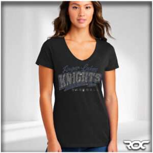 Finger Lakes Knights Baseball Bling Ladies V-Neck T-Shirt