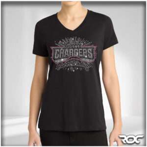 Chargers Cheer Bling Ladies V-Neck T-Shirt